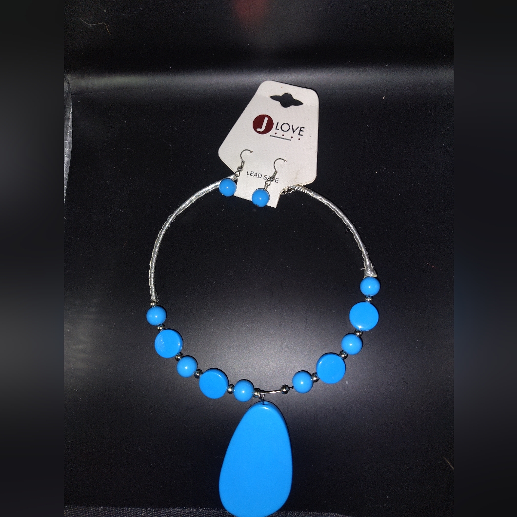 Love Blue Necklace And Earring Set